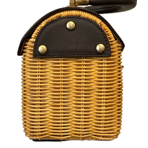 Juicy Couture Wicker Rattan Basket Bag Purse Brown Leather Trim Y2K Vintage NWOT - Picture 5 of 12